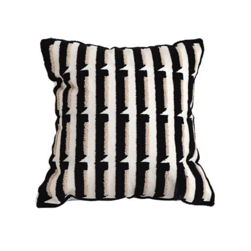 SOGA 45cm Black & White Modern Stripe Tufted Polyester Pillow Cover - Image 2