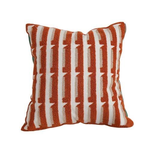 SOGA 45cm Rust Orange & Off-White Striped Polyester Decorative Pillowcase - Image 2