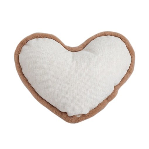 SOGA 42x32cm Heart-Shaped Beige Brown Off-White Plush Polyester Pillow Cover - Image 2