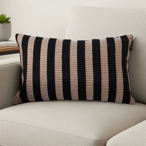 SOGA 30x50cm Black & Tan Striped Rectangular Pillowcase - Image 3