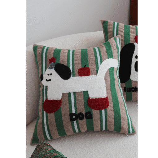 SOGA 45cm Christmas Dog Pillow Cover - Holiday Striped Pillowcase - Image 3
