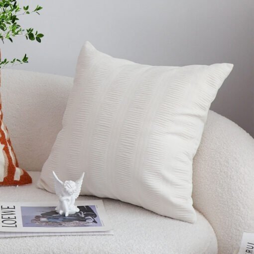 SOGA 45cm Cream Corduroy Polyester Throw Pillow Cover - Image 4