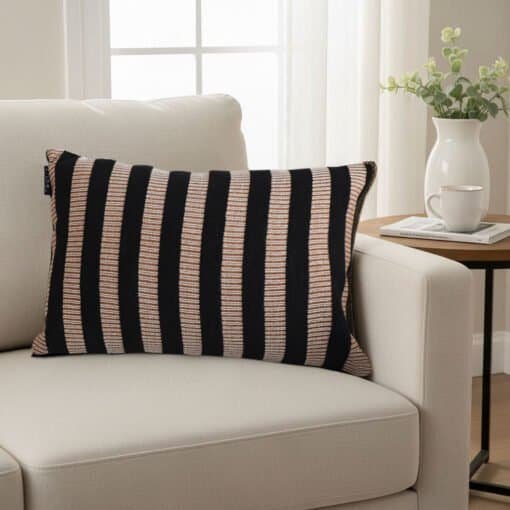 SOGA 30x50cm Black & Tan Striped Rectangular Pillowcase - Image 5
