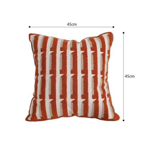 SOGA 45cm Rust Orange & Off-White Striped Polyester Decorative Pillowcase - Image 6
