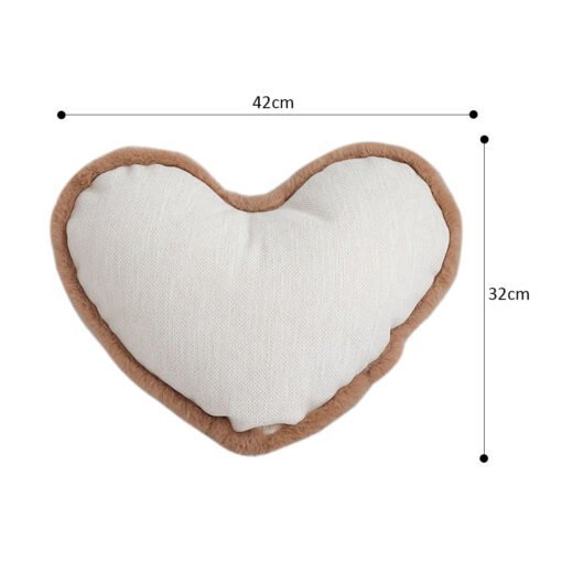 SOGA 42x32cm Heart-Shaped Beige Brown Off-White Plush Polyester Pillow Cover - Image 6