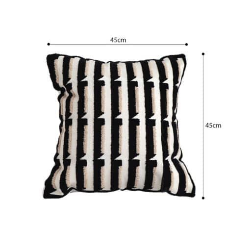 SOGA 45cm Black & White Modern Stripe Tufted Polyester Pillow Cover - Image 7