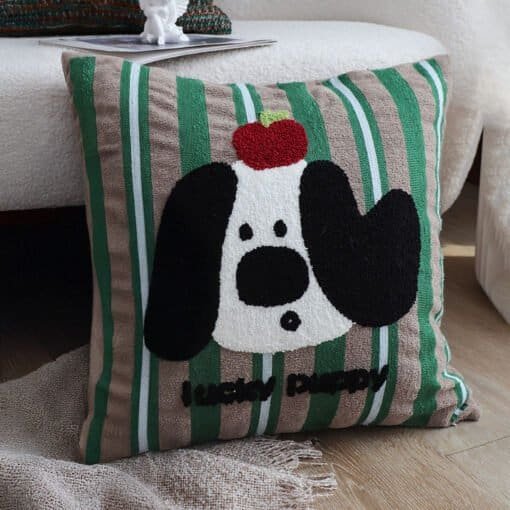 SOGA 45cm Christmas Dog Pillow Cover - Holiday Striped Pillowcase - Image 8