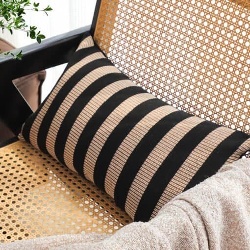 SOGA 30x50cm Black & Tan Striped Rectangular Pillowcase - Image 8