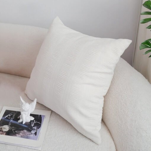 SOGA 45cm Cream Corduroy Polyester Throw Pillow Cover - Image 8