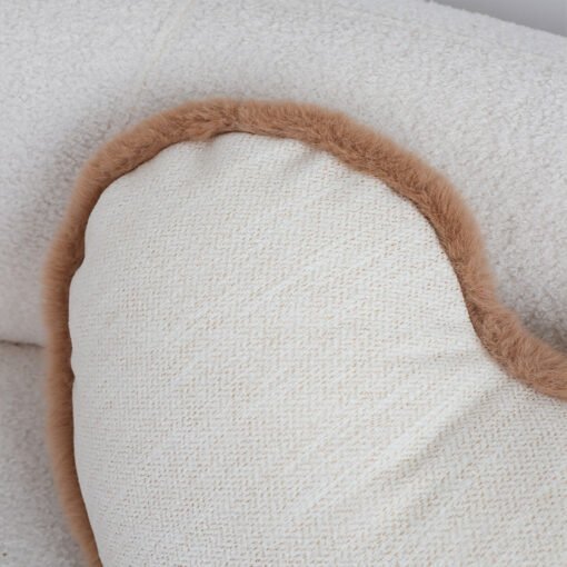 SOGA 42x32cm Heart-Shaped Beige Brown Off-White Plush Polyester Pillow Cover - Image 8