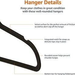 Alternative view of Velvet, Non-Slip Suit Clothes Hangers, Pack of 50, Black