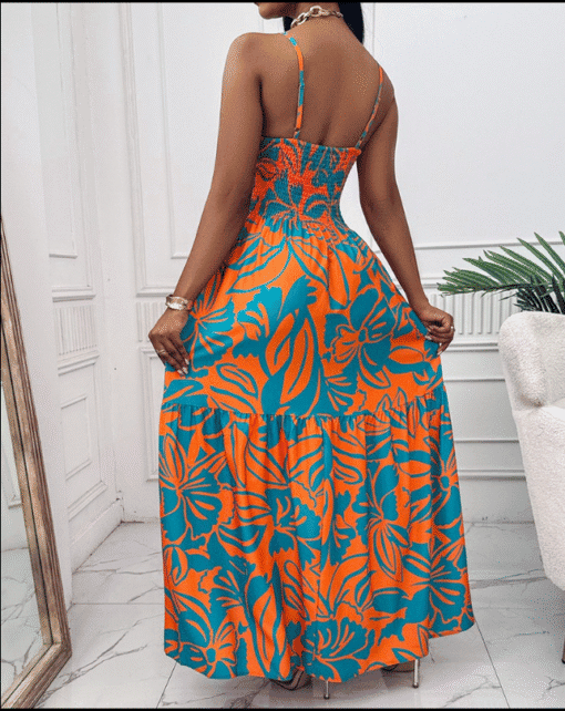 Long Blue and Orange Maxi Dress - Image 2