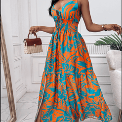 Blue and Orange Maxi Dress 3 Teluscope