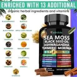 Alternative view of Sea Moss Black Seed Oil Ashwagandha Ginger Capsules.