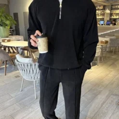 Men’s Black Two-Piece Casual Set